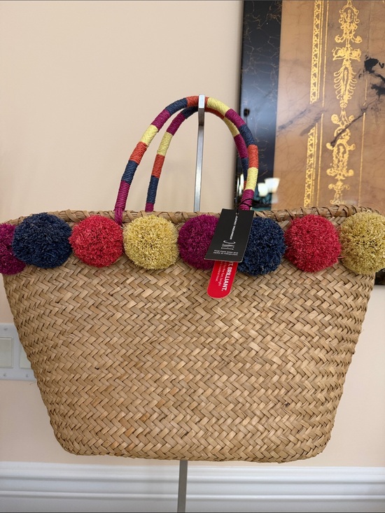 INC International Concepts Handbags - INC International Concepts Multicolor Pom Straw Tote